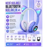 Tastech STN-28 Kulaküstü Bluetooth Kulaklık, Kedi Tasarımlı, Mor, FM Radyo, Hafıza Kartı Girişli