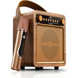 Tastech Subwoofer Karaoke Kablosuz Mikrofonlu Hoparlör USB Tf Kart Mp3 Çalar Şarjlı Bluetooth Speaker - Kahverengi