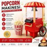 Tastech TMP01 Retro Mısır Patlatma Makinesi Yağsız Ev Tipi Popcorn Makinesi 1200W Kırmızı Sinema Arabası Tasarımlı