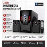 Tastech TS-21 2.1 Kanal Ses Sistemi, Bluetooth, FM Radyo, USB, SD Kart, Uzaktan Kumanda, Subwoofer Hoparlör