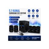 Tastech TS-52 Ses Sistemi 5.1 Kanal Bluetooth Fm Radyo Sd Kart ve Usb Girişli 5+1 Ev Sinema Sistemi Uzaktan Kumandalı Hoparlör Siyah TS-52-HOPARLÖR