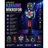 Tastech WS-1816 Bluetooth Speaker Karaoke Mikrofonlu Kablosuz Hoparlör Hafıza Kartı ve USB Girişli Şarjlı Rgb LED Işıklı Müzikçalar-Siyah