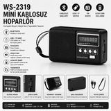 Tastech WS-2319 Mini Bluetooth Hoparlör, FM Radyo, USB/TF Kart, Şarjlı Taşınabilir, Siyah