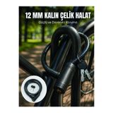 taştekin global Anahtarlı Çelik Halat Kilit 12 mm Güçlü Bisiklet Kilidi 80 cm PVC Kaplamalı Elektrikli Scooter ve Mo