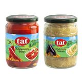 Tat Közlenmiş Biber 650 gr ve Közlenmiş Patlıcan Konservesi 520 Cam 2 li Paket