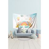 Tatlı Gökkuşağı Desenli Duvar Halısı Duvar Örtüsü Çocuk Odası Tapestry Süetimsi Dokulu%100 Polyester Kumaş