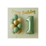 Tatlı Günler 1 Yaş Doğum Günü Balon Seti Küf Yeşili Konsept Folyo Balon Happy Birthday Banner Balon Buketi