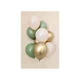 Tatlı Günler 9 Adet Krom Gold Küf Yeşili ve Pastel Beyaz Renk Balon
