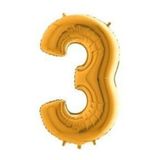 TATLI GÜNLER Altın Folyo Balon 16" Inç 40 Cm 3 Rakamı