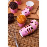 Tatlı Günler Gold Altın Yaldızlı Pembe 12'li Kek Kalıbı Yıldız Konfeti Detaylı Fırında Dağılmayan 6.5x5 cm Muffin