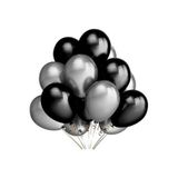 TATLI GÜNLER Partiniseç 25 Adet Metalik Sedefli (Siyah-gümüş Gri) Karışık Balon Helyumla Uçan