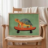 Tatlı Kaplumbağa Çocuk Odası Duvar Posteri Çerçeveli Tablo Duvar Dekorasyonu - 30 x 40 - Ahşap Çerçeveli