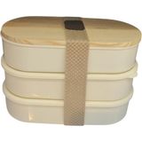 Tatlı Sebep Ahşap Kapaklı Lunch Box 3'lü - Krem