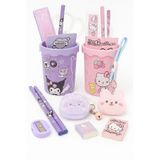 Tatlı Sebep Hello Kitty veya Kuromi kalemlik seti, 8 PARÇA hem okulda hem de evde (PELUŞ AYNA İÇİNDE)
