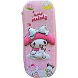 Tatlı Sebep Kalem Kutusu Sanrio My Melody 3D Kabartmalı Kalemlik Sert Kapaklı Fermuarlı 2 Bölmeli - Pembe - Beyaz