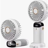 Tatlı Sebep Mini Klima LED Göstergeli Şarjlı El Fanı Vantilatör 5 Kademeli Hız Serinletici Fan - Beyaz