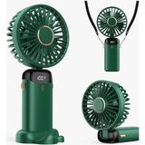 Tatlı Sebep Mini Klima LED Göstergeli Şarjlı El Fanı Vantilatör 5 Kademeli Hız Serinletici Fan - Koyu Yeşil
