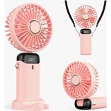 Tatlı Sebep Mini Klima LED Göstergeli Şarjlı El Fanı Vantilatör 5 Kademeli Hız Serinletici Fan - Pembe