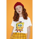 Tatlı Süngerbob Baskılı Unisex Çizgi Film Çocuk Tişört (1-12 Yaş) - Beyaz - 10 - 11 Yaş