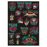 Tatto Temalı Sticker Set 10 Parça Telefon, Tablet, Defter, Laptop Sticker