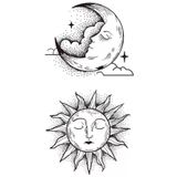 Tattoo Geçici Ay ve Güneş Figürlü Mini Dövme Tattoo