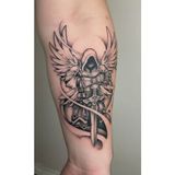 Tattoo Gerçekçi 3D Savaşcı melek ve Kılıç realistic model geçici kol bacak geçici sticker yapıştırma dövme