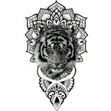 Tattoo Gerçekci Geçici Renkli Kaplan Mandala Desenli Dövme Sahte Etiket Kadın Erkek Kol Bacak