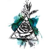 Tattoo Gerçekci Geçici Renkli Üçgen Gül Desenli Dövme Sahte Etiket Kadın Erkek Kol Bacak