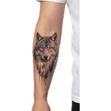 Tattoo Gerçekçi Kurt ve Orman Model Geçici Kol Bacak Geçici Sticker Yapıştırma Dövme