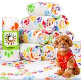 Tatuo 12 Parça Köpek Battaniyesi Çöp Köpek Battaniyesi Toplu Köpek Polar Battaniye Pençe Baskılı Yumuşak Uyku Matı Yıkanabilir PET Ped Yavru Yavru Köpek Küçük Hayvanlar için (Çeşitli Stil)