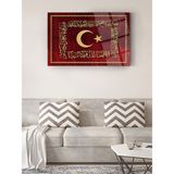 Taulart Osmanlı Sancağı Türk Bayraklı Cam Tablo Islami Tablo Dini Tablo - 50x60