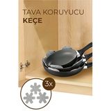 Tava Çizdirmez, Borcam Koruyucu, Keçeden Tencere Koruyucu, Keçeden Tencere Altlığı 3 Adet Gri Gri Po