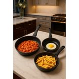 Tava Seti 3 Lü Alüminyum Döküm Granit Kaplama 18 cm 20 cm 22 cm Omlet Kızartma Yemek Tavası