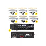 Tavan Hoparlör Seti (1 Adet Amfi + 6 Adet 100V 16 Cm)