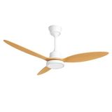 Tavan Vantilatörü LED Armatür 132cm 64W, APP ve Kumanda Kontrollü, 6 Kademeli Fan, 3 Işık Rengi Tersine Dönüş Özellikli, Gece Modu, Sessiz Motor, 3 Kanatlı Tavan Fanı GVA64, Beyaz Meşe