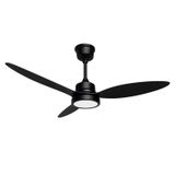 Tavan Vantilatörü LED Armatür 132cm 64W, APP ve Kumanda Kontrollü, 6 Kademeli Fan, 3 Işık Rengi Tersine Dönüş Özellikli, Gece Modu, Sessiz Motor, 3 Kanatlı Tavan Fanı GVA64, Siyah Siyah