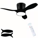 Tavan Vantilatörü LED Avize Armatür 45W 54CM 3 Kanatlı Sessiz DC Motor Uzaktan Kumandalı 3 Kademeli Fan Zamanlayıcı Gece Lambası Modu Akıllı LED Aydınlatma (Siyah Kiraz)