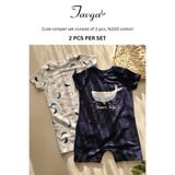 TAVGA 2'li Yenı Nesıl Zıbın Tulum Set Animal Desenkli Çıt Çıtlı Kısa Kollu Body Tulum Bebek Kıyafeti