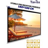Taviss 180X180 cm Storlu Manuel Projeksiyon Perdesi - 180 x 180 cm