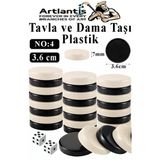 Tavla Pulu Büyük Boy No:4 1 Paket Tavla Ve Dama Taşı Plastik 3.6 Cm Zar Hediyeli Gri Siyah 36 Mm Oyun Pulu