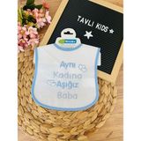 Tavlı Kıds Yazılı Mama Önlüğü - 0 - 2 Yaş - Mavi