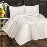 Tavolo Unıque Yeşim Jakarlı Şönil Çift Kişilik Yatak Örtüsü - Krem - 230 x 240 cm