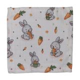 Tavşan Desenli Müslin Mendil-Bebek Ağız Mendili 20X20 cm - 0 - 2 Yaş - Beyaz