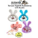 Tavşan Kalemtraş 4 Renk 1 Paket Hazneli Jumbo Kalemtıraş Tavşanlı Standart Kalem Açacağı Sevimli Plastik