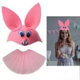 Tavşan Kostümü Pembe - 23 Nisan Tavşan Şapka Ve Tütü Etek Seti 2 Parça P82772s1374