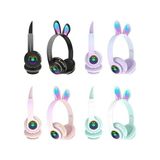Tavşan Kulaklı Bluetooth Kulaklık, Renkli LED Işıklı, 5.0 Versiyon, Ayarlanabilir Büyüklük, Hafıza Kart Girişli, 40MM Kulaklık, 6 Saat Kullanım Süresi, Bass Tiz Müthiş Ses (Toz Pembe) - -- - Option-1