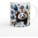 Tavşan Kulaklı Çiçek Taçlı Panda Temalı Baskılı Kupa Bardak - Renkli