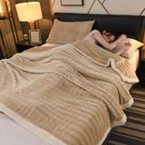 Tavşan Kürklü Kadife Polar Battaniye(Khaki,180 * 200cm) | Çok Renkli Çoklu Boyutlar: Ev Çekyat Kullanımı
