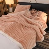 Tavşan Kürklü Kadife Polar Battaniye(Pink,100 * 150cm) | Çok Renkli Çoklu Boyutlar: Ev Çekyat Kullanımı