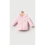 Tavşan Nakışlı Fermuarlı Cepli Kız Bebek Peluş Welsoft Kışlık Hırka-Pembe | 2-3 Yaş
